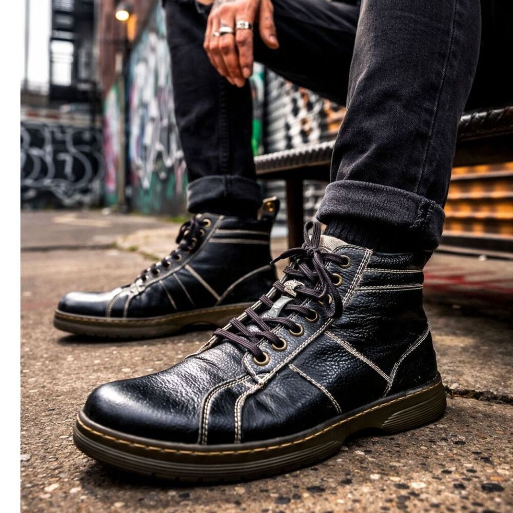 Dr. Martens Black Sirota Leather Lace Up Hiking Boots Shoes   Mens Size 12